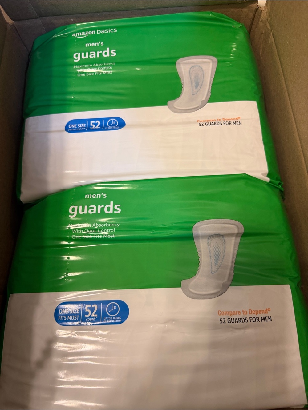 Amazon Basics Men's Incontinence Guards, Maximum Absorbency, 104 Count, White